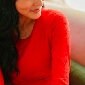 Zyia Active Crop Top Snowflake Red Long Sleeve XL